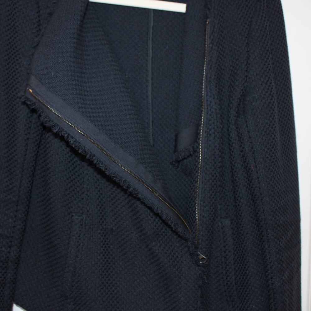VINCE Tweed Frayed Edge Scuba Jacket Asymmetrical Zip | Medium - Picture 11 of 13